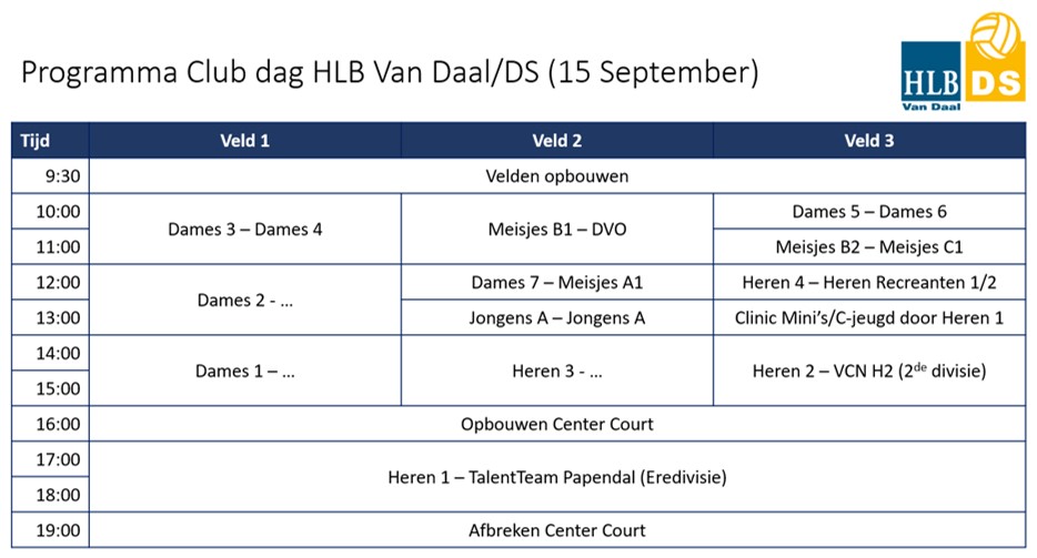 2018 Programma Club dag