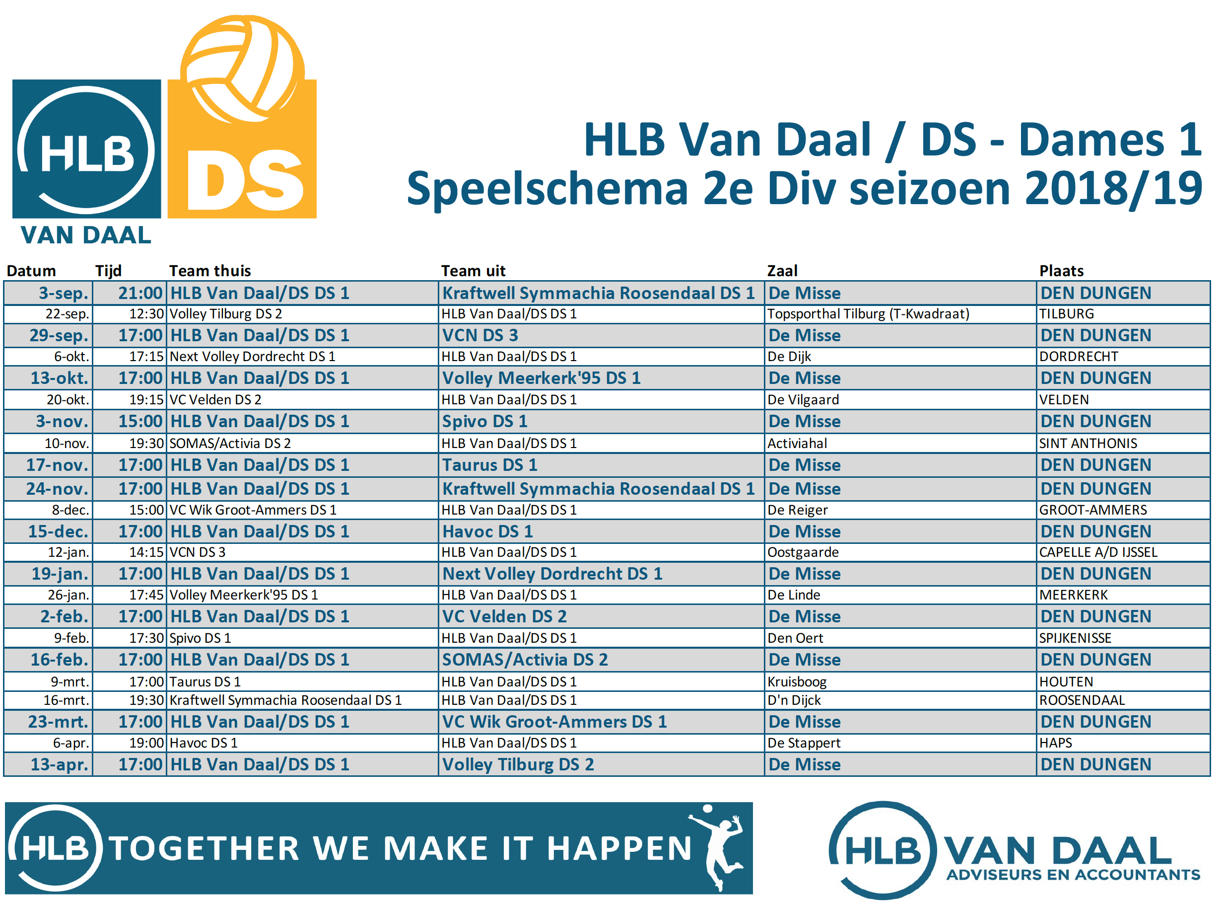 wedstrijdschema 18 19 Dames1